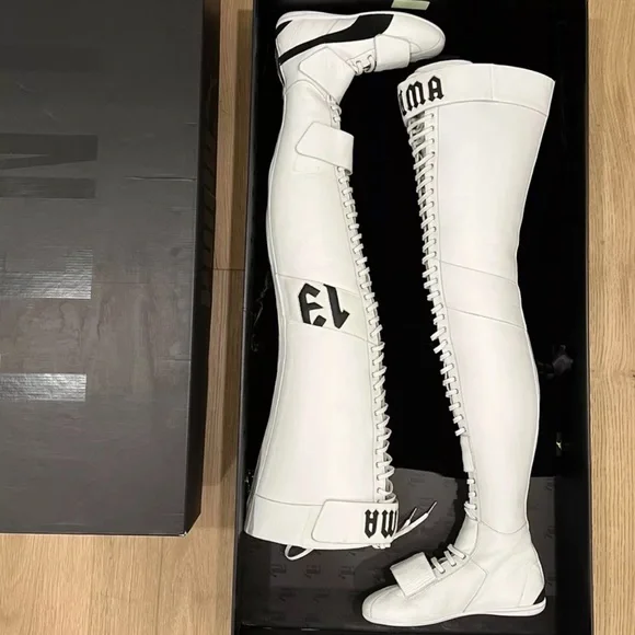 Fenty Puma Over The Knee White Boxing Boots By Rihanna Womens Size 6.5 - Picture 5 of 6